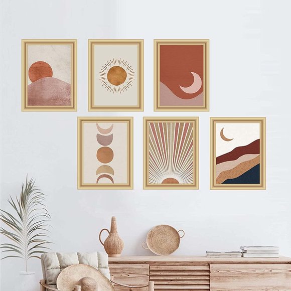 6 Piece Bohemian Hippie Mountain/Sun/Moon Phase Wall Tapestry Art Living/Bedroom - Picture 8 of 8